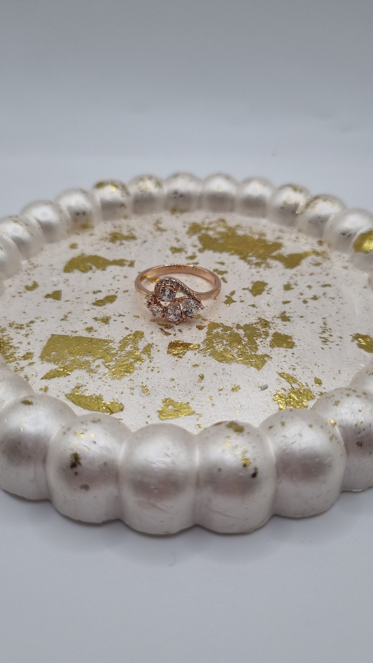 Rose gold plated rings with zircon stone hypoallergenic waterproof