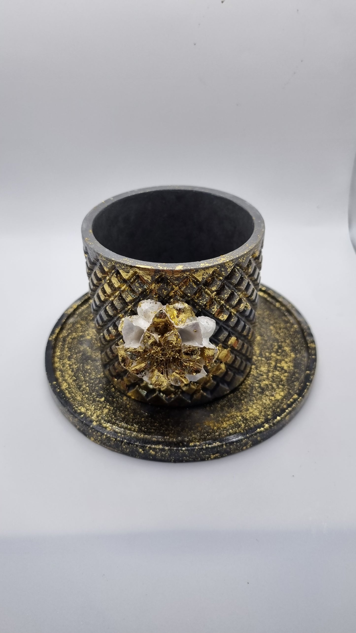 Handmade black, grey ,white colour jar,tray  decor rose beautifully decorated
