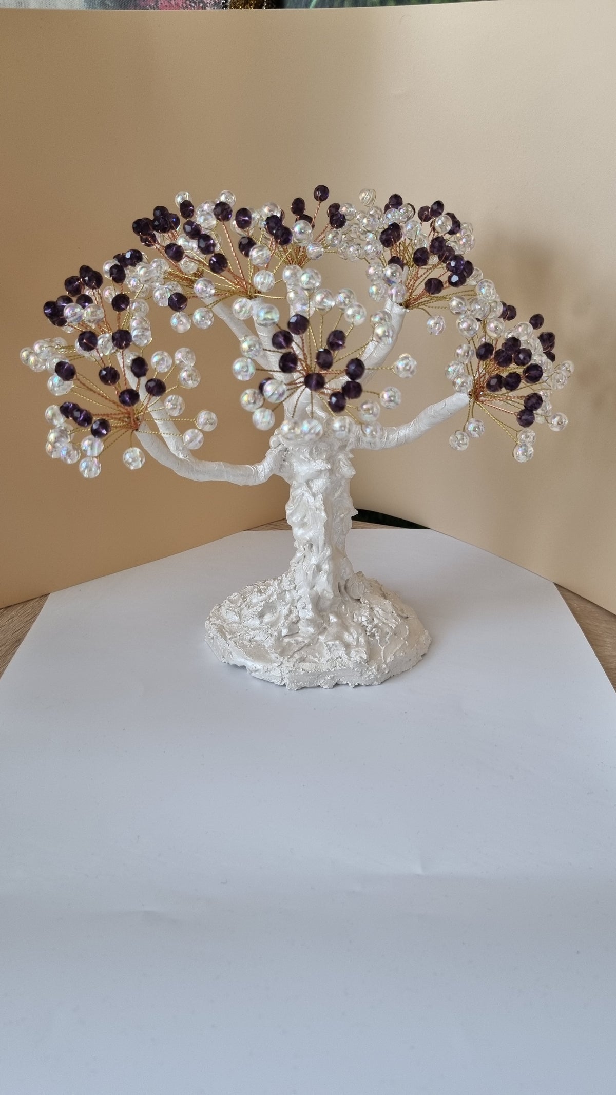 Handmade tree decor in home made with love beautiful size large white pearl metallics