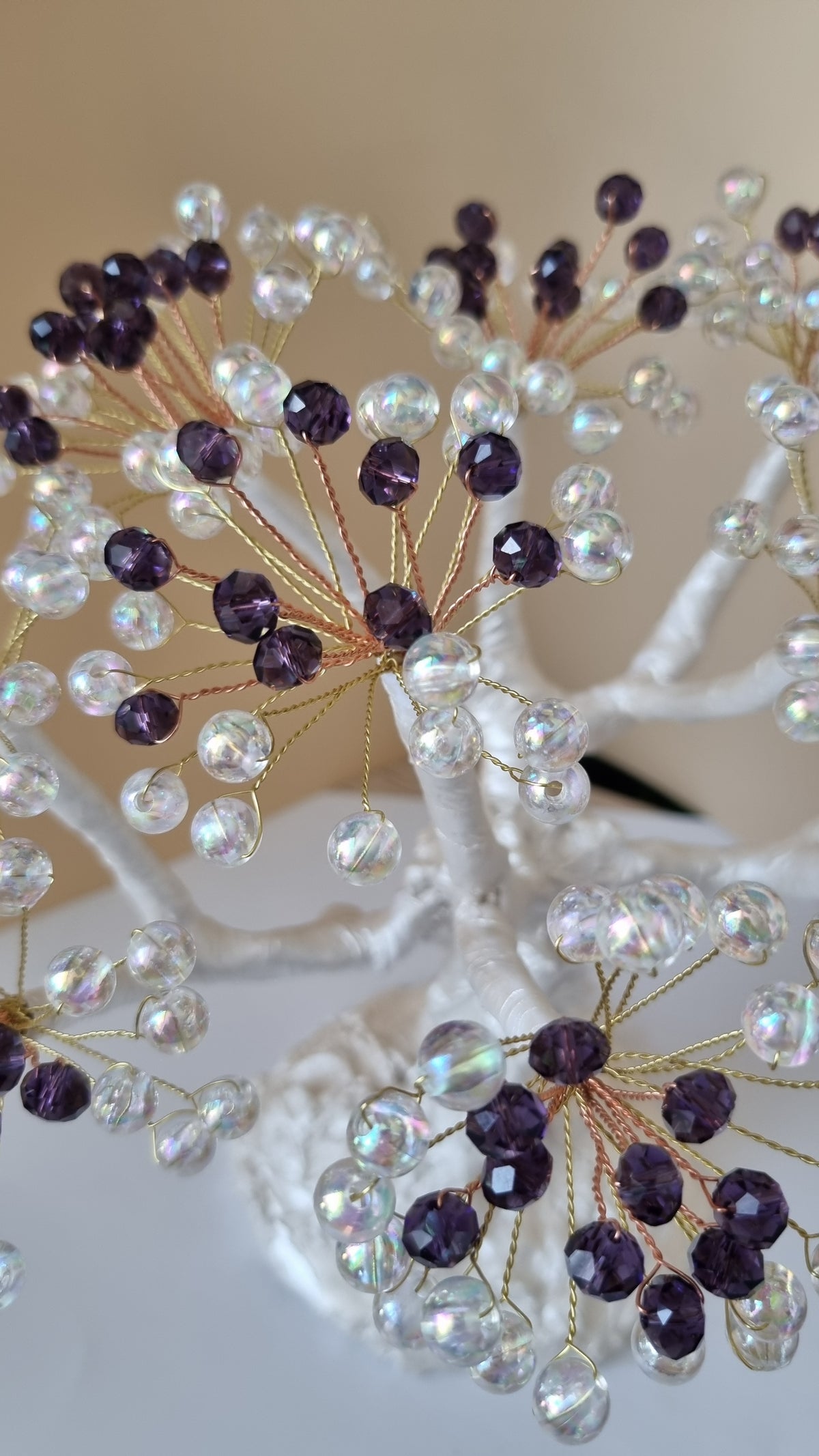Handmade tree decor in home made with love beautiful size large white pearl metallics