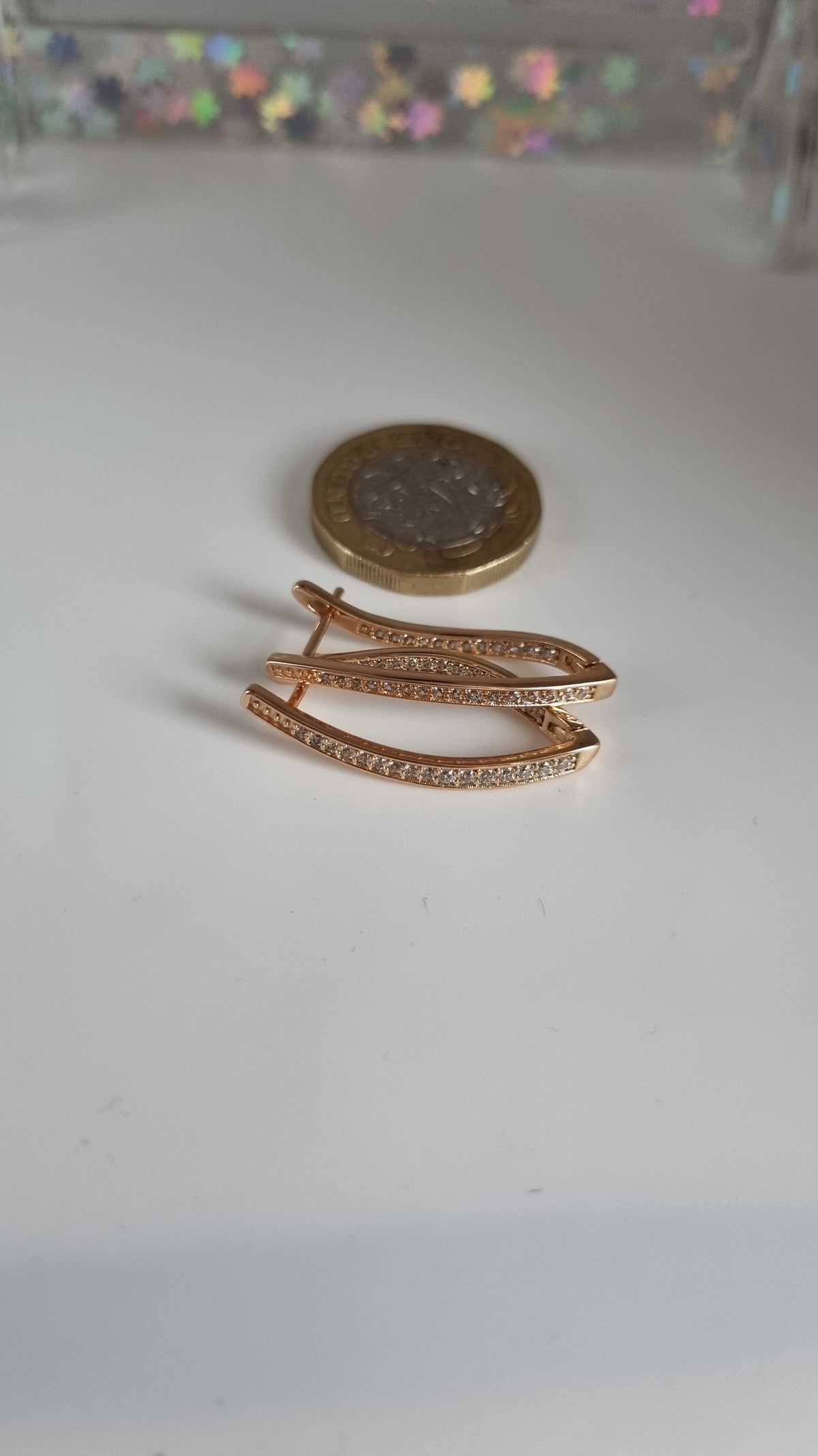 gold plated earrings with zircon stone