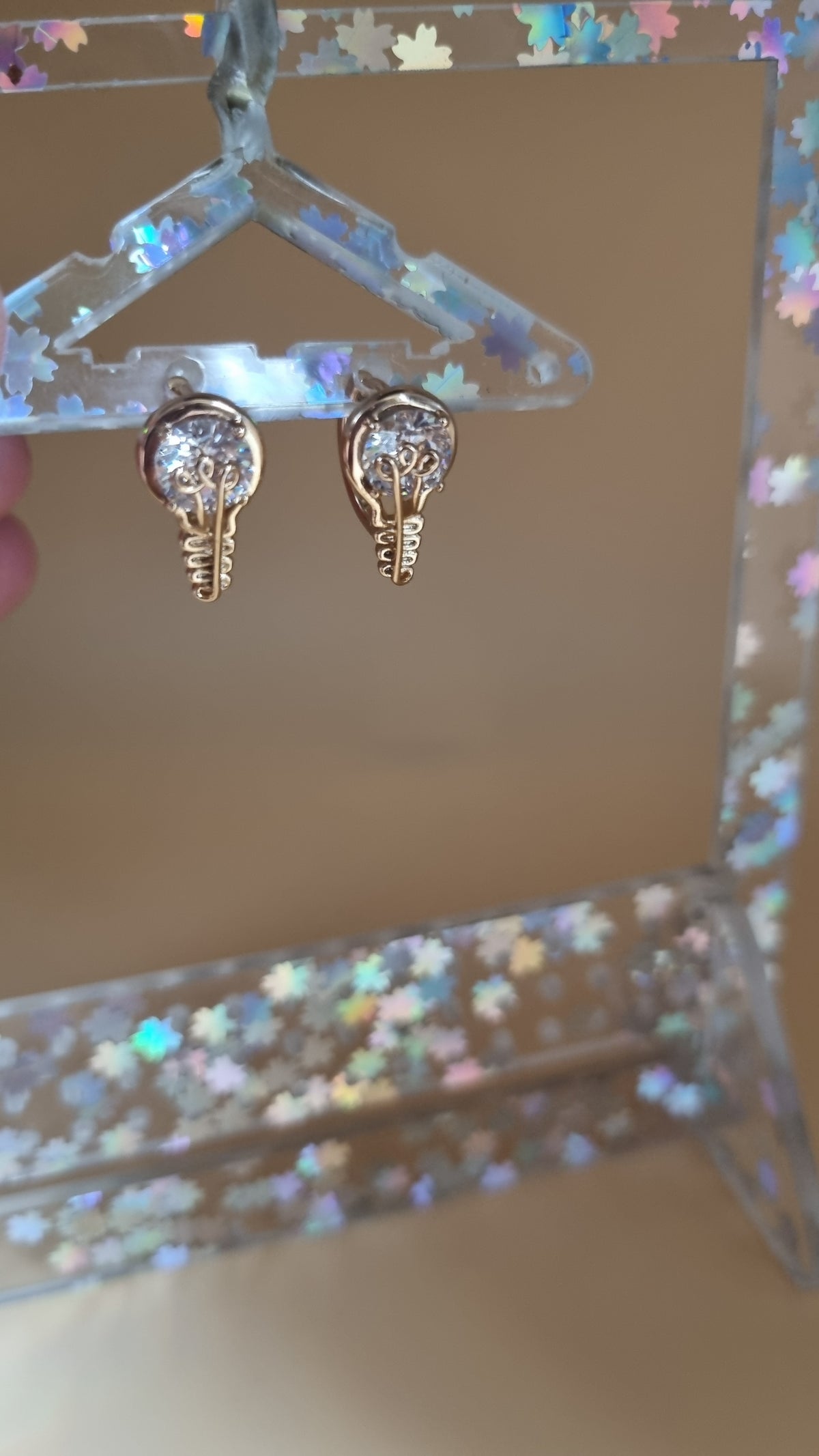 18kr.gold plated earrings with zircon stone free nickel waterproof hypoallergenic