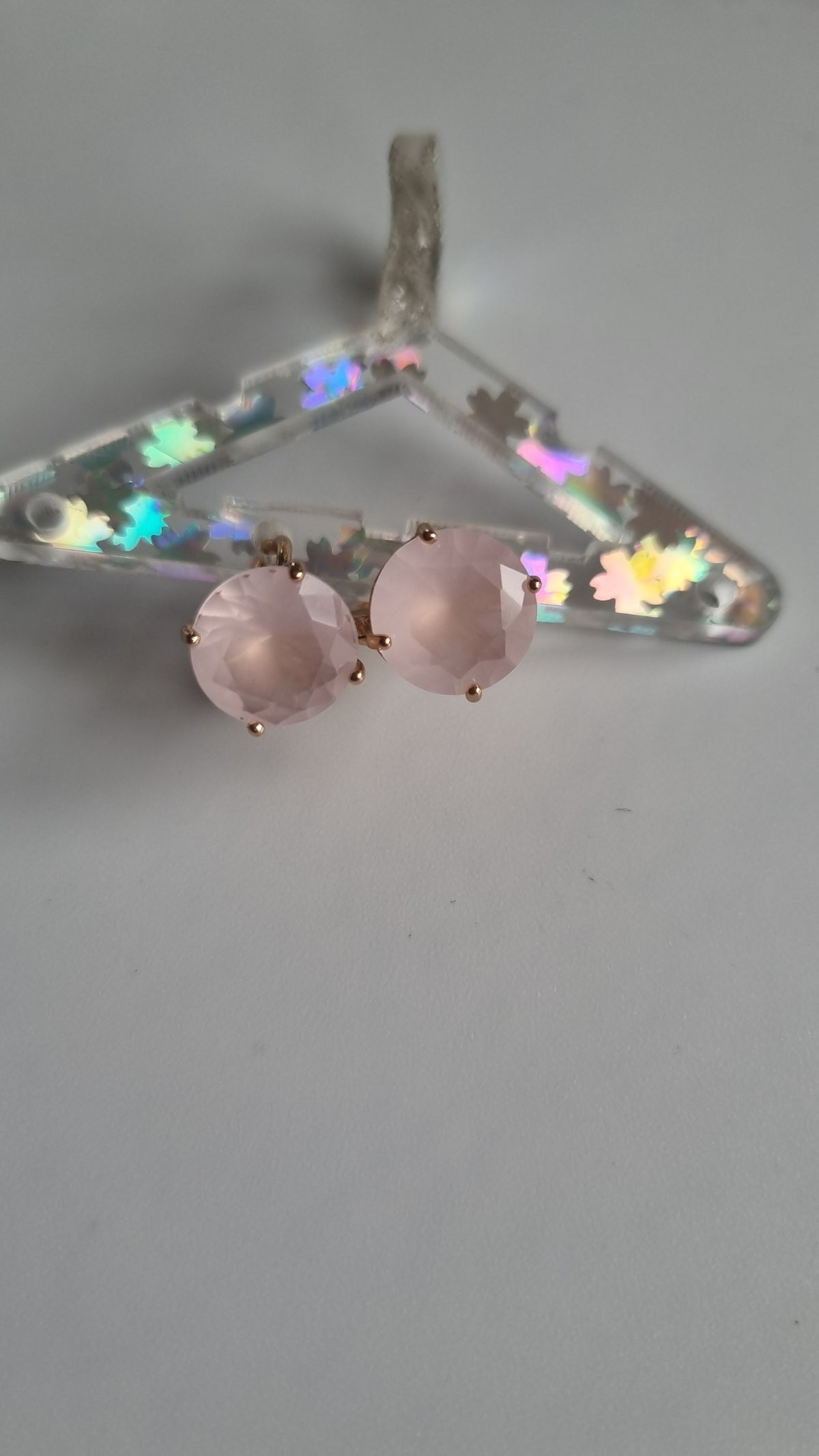 18kr.gold plated earrings waterproof free nickel hypoallergenic with zircon pink stone