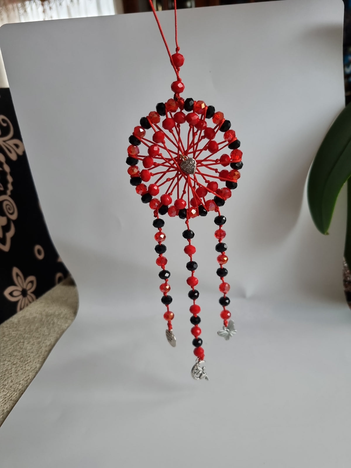 Handmade sun catcher, dreams catcher with glass crystal beads