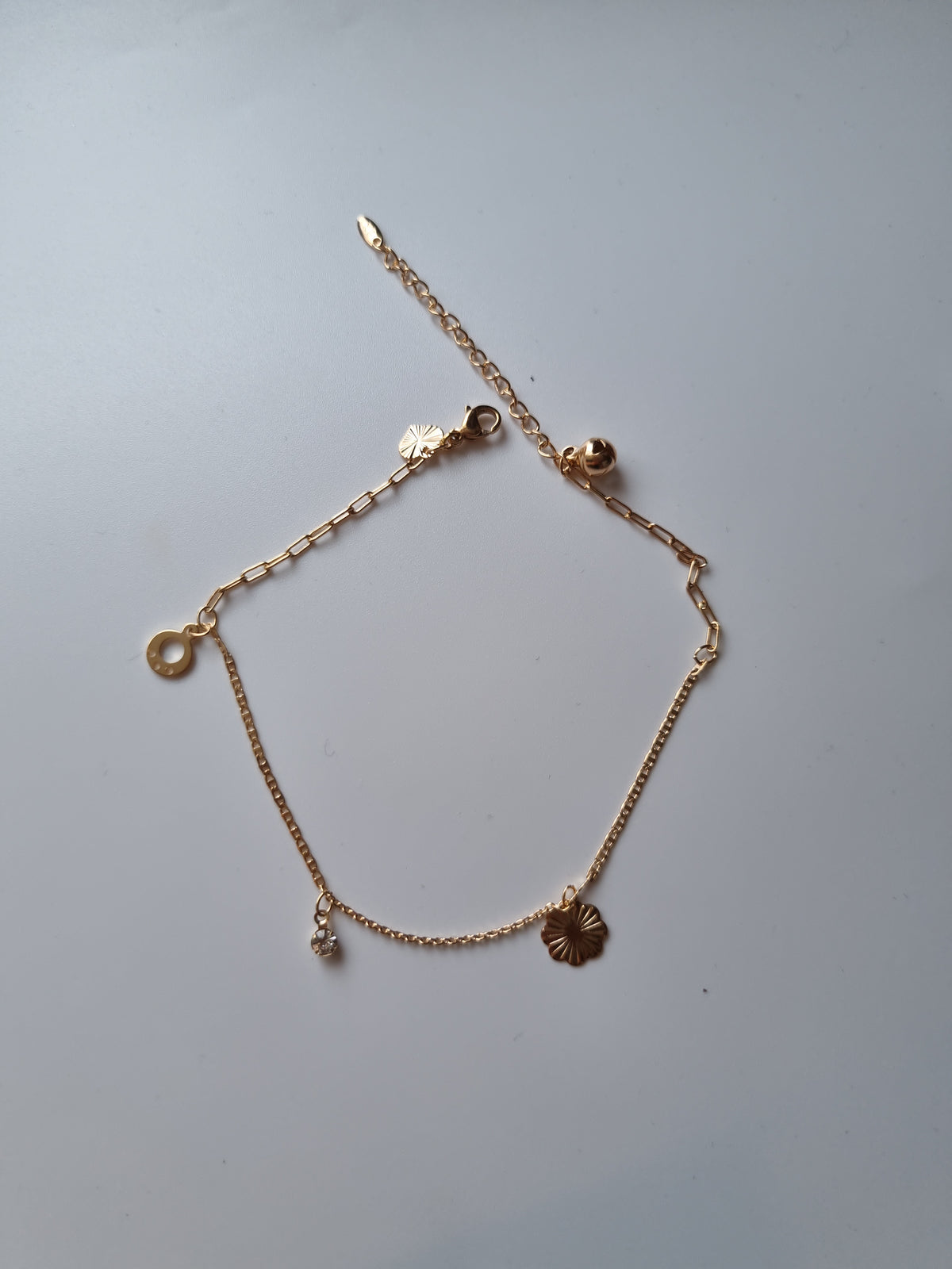 18kr gold plated ankles.crystal stone beads hypoallergenic free nickel waterproof