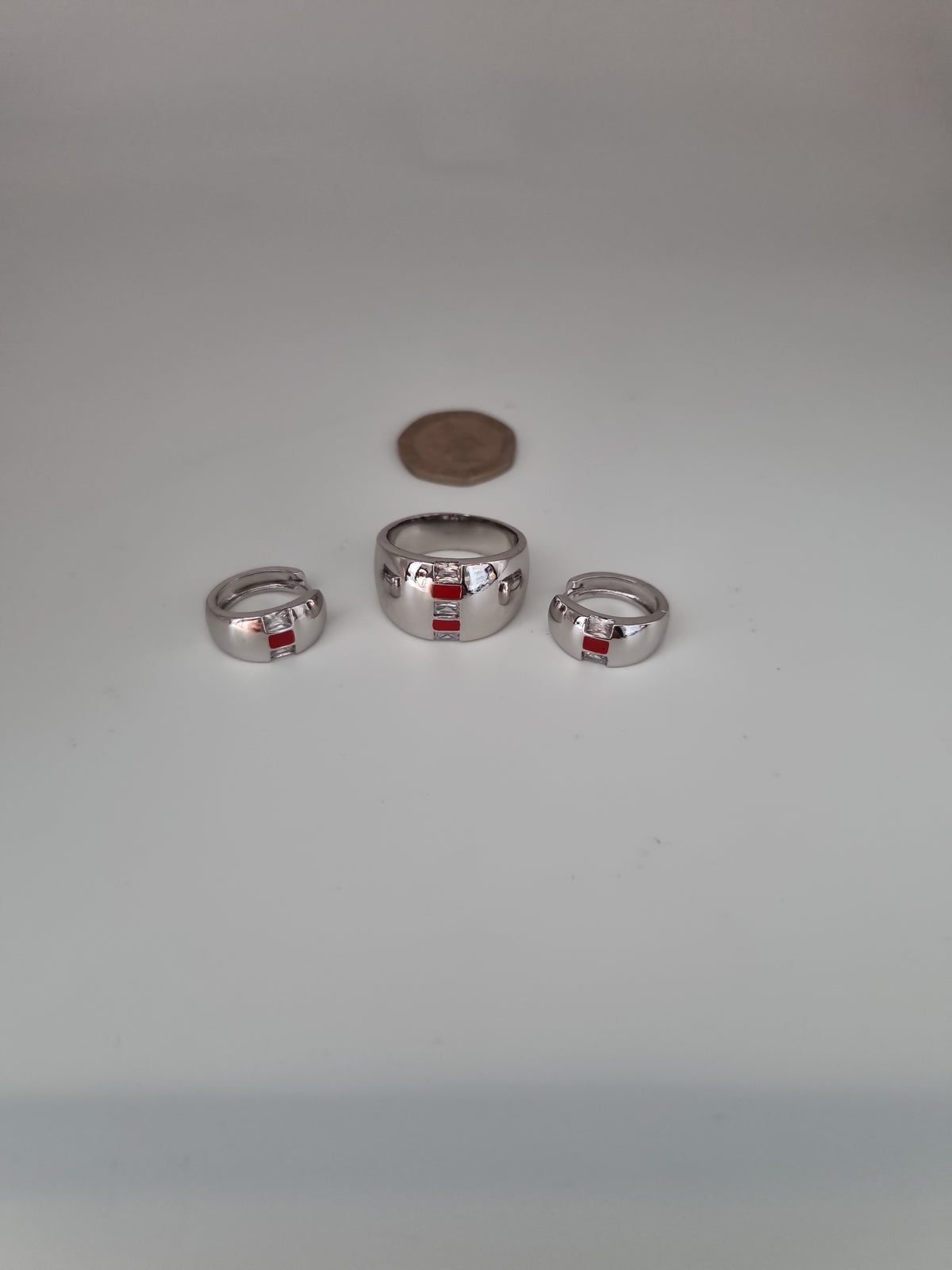 Platinum plated set ring and earings waterproof free nickel hypoallergenic with zircon stone