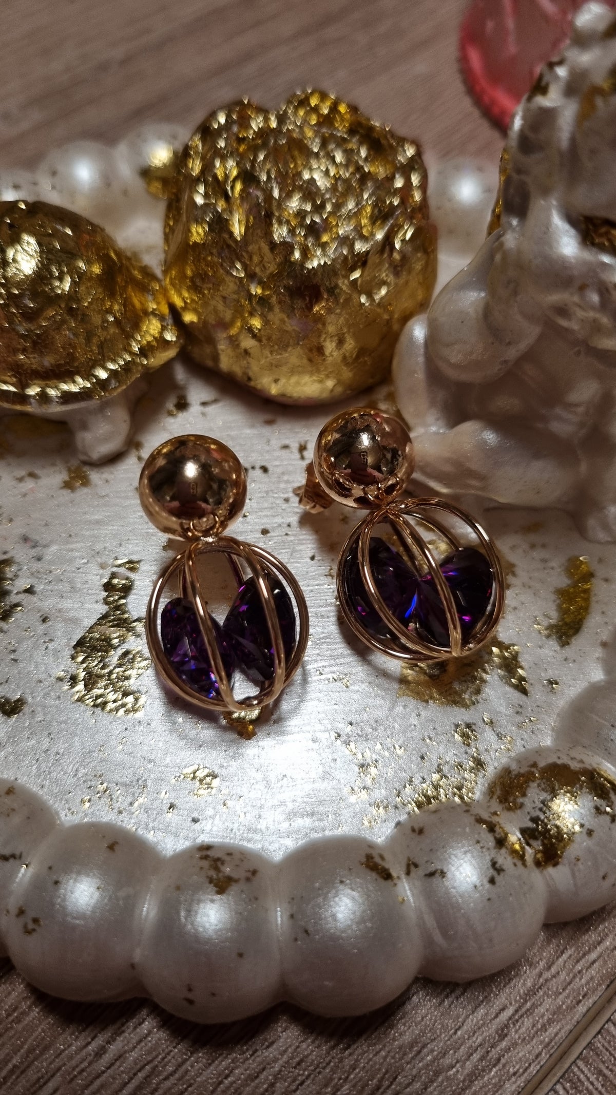 18 kr.gold Plated earrings Studs with sw.crystal waterproof free nickel hypoallergenic