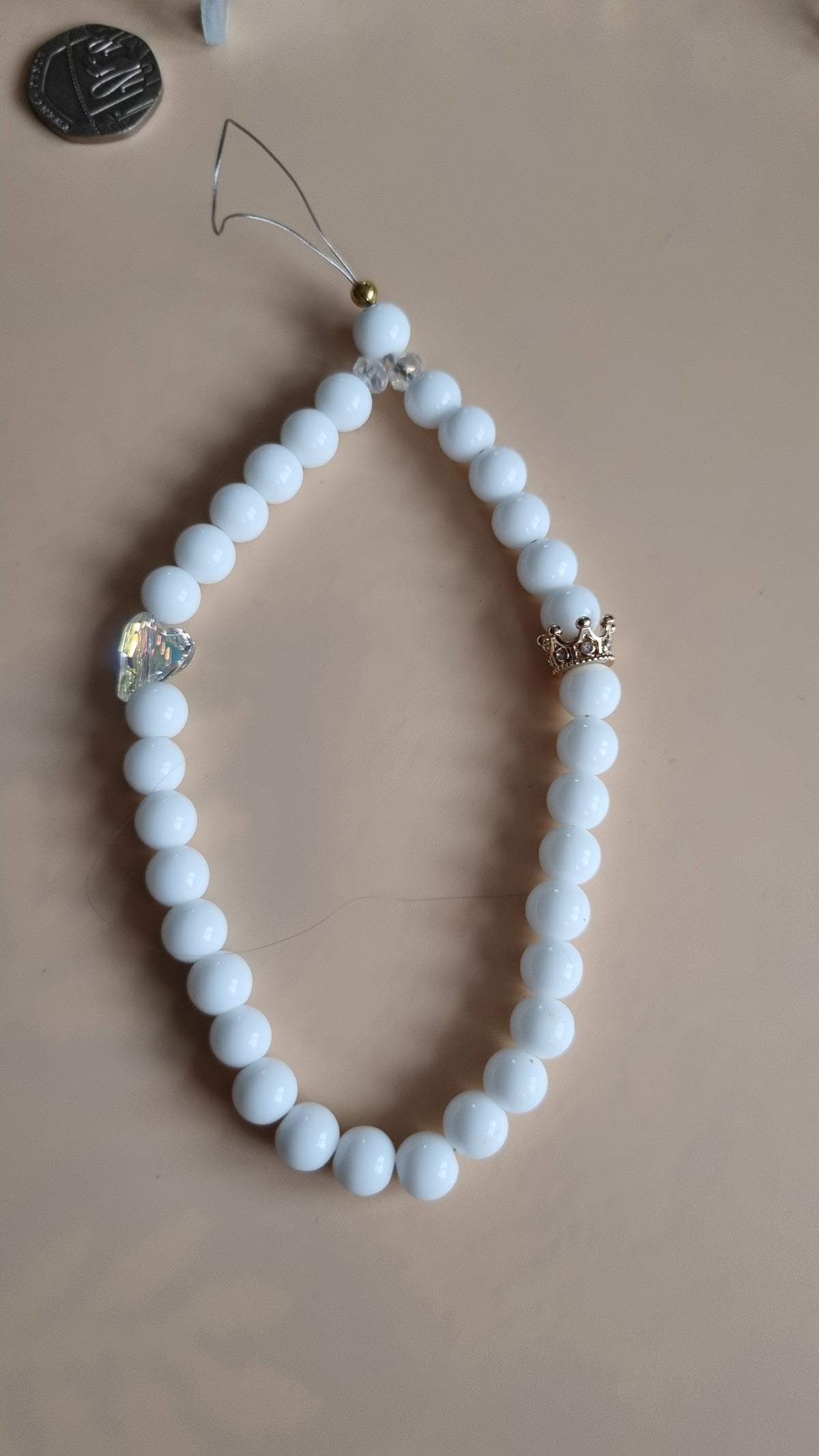 Handmade Phone holder with sw.crystal heart and gold color crown natural gemstone agate beautiful