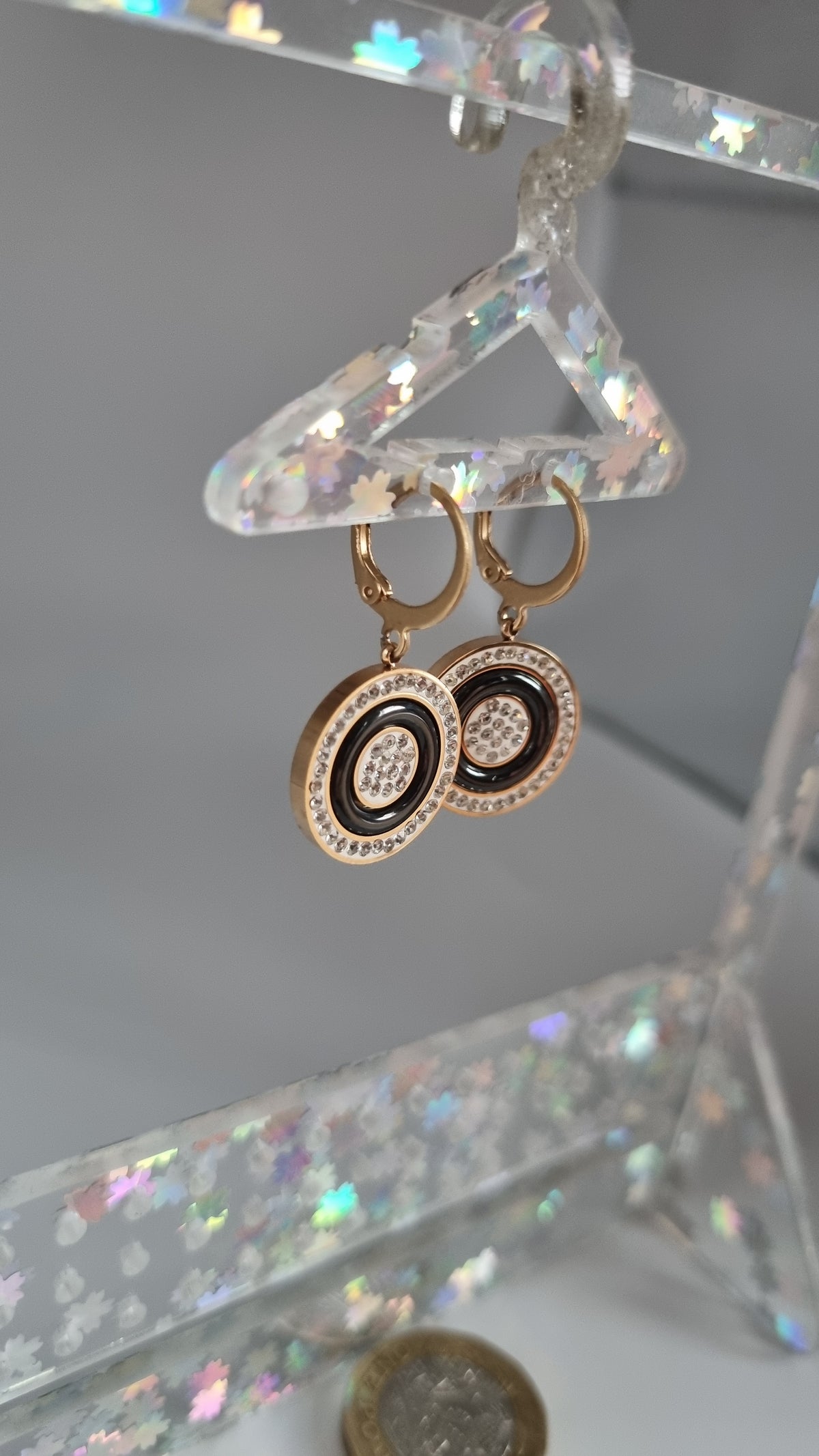 Stainless steel rose gold plated earrings with sw.crystal