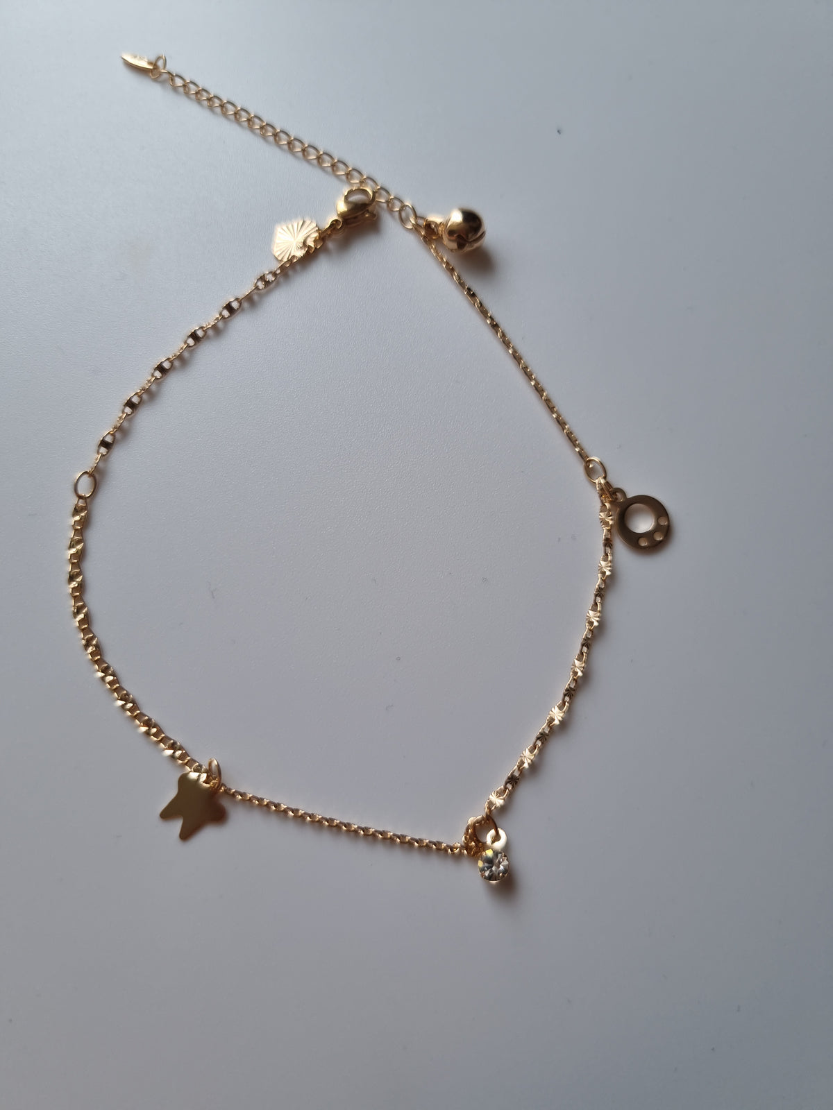18kr gold plated ankles.crystal stone beads hypoallergenic free nickel waterproof