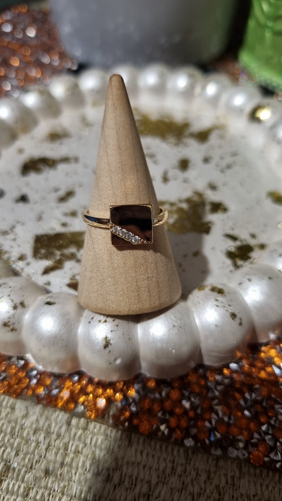 18kr.Gold plated rings with zircon stone