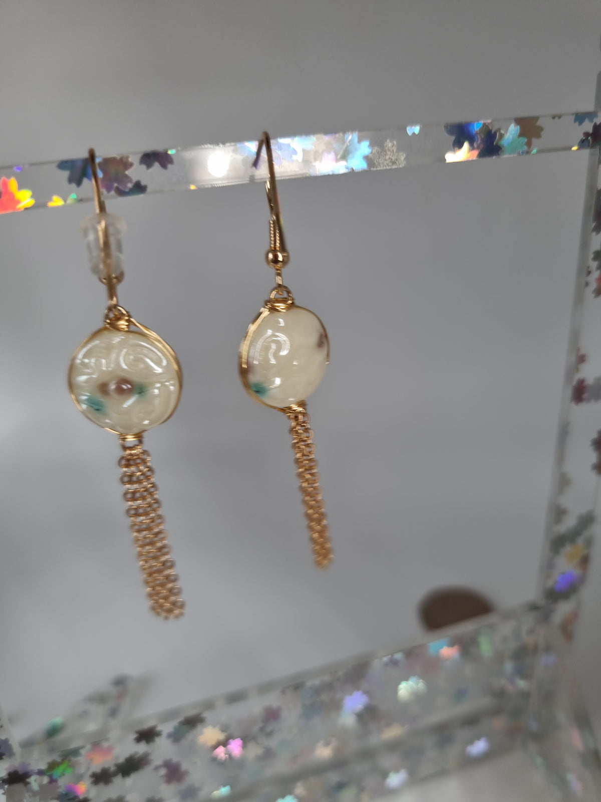 18kr gold plated earings hypoallergenic waterproof free nickel ceramic pendant