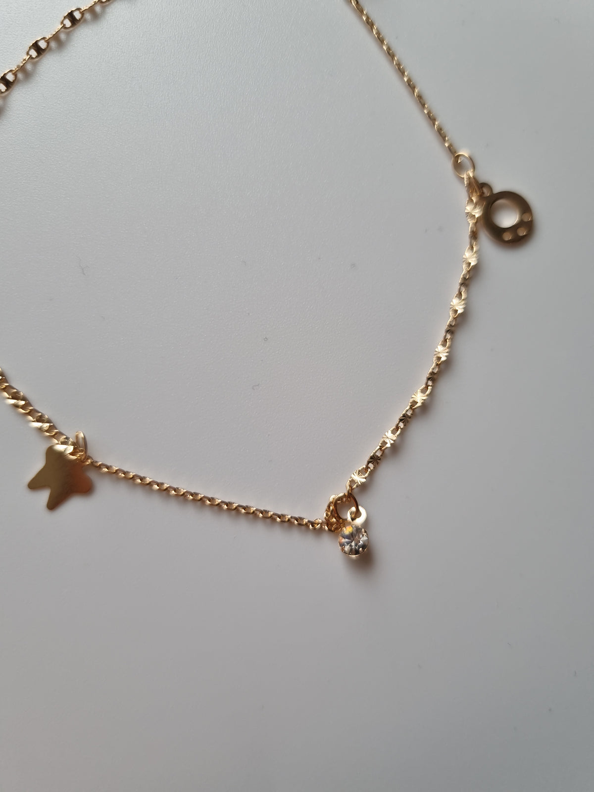 18kr gold plated ankles.crystal stone beads hypoallergenic free nickel waterproof