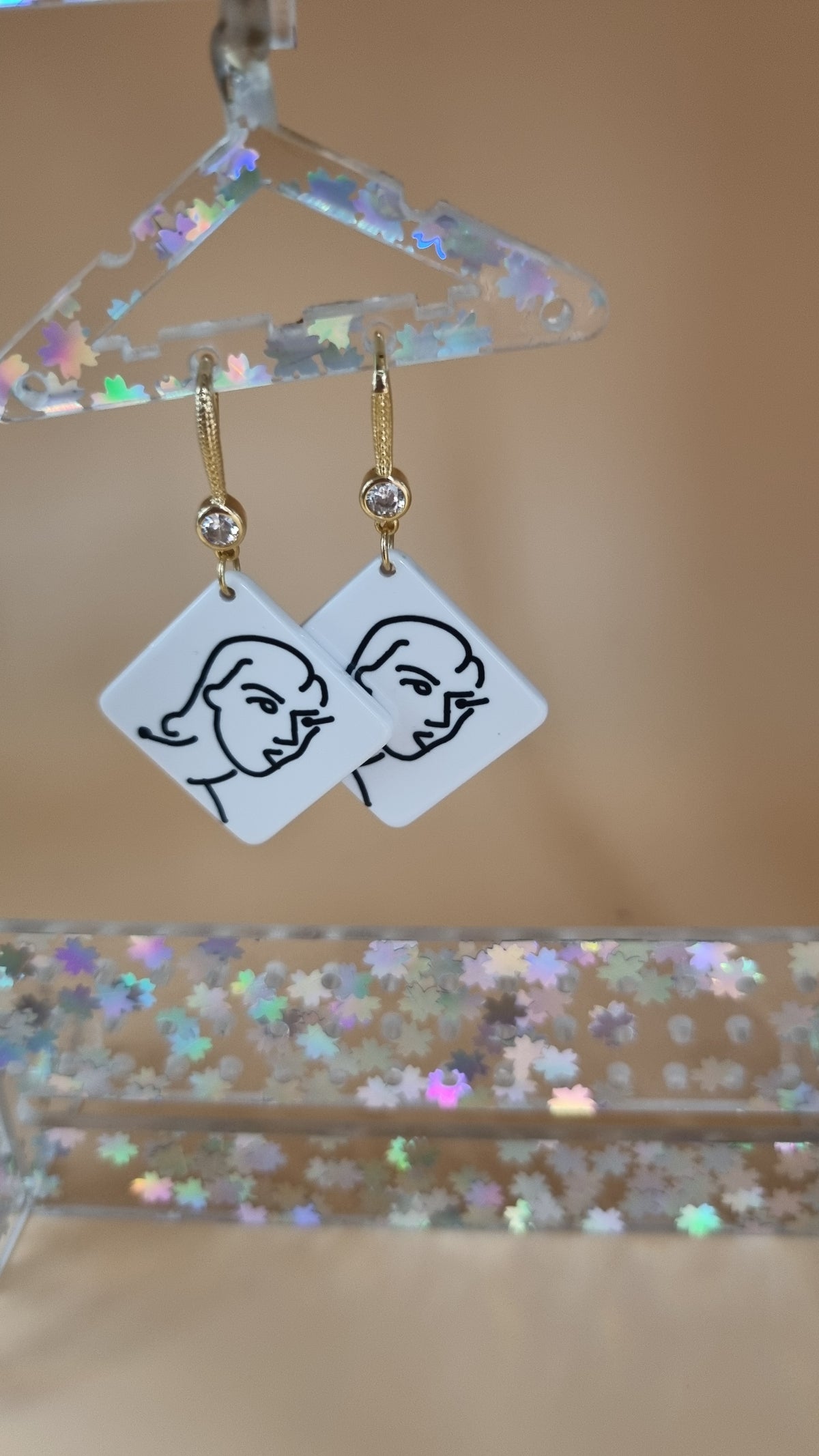 14kr.gold plated earrings handmade pendant hypoallergenic waterproof with zircon stones