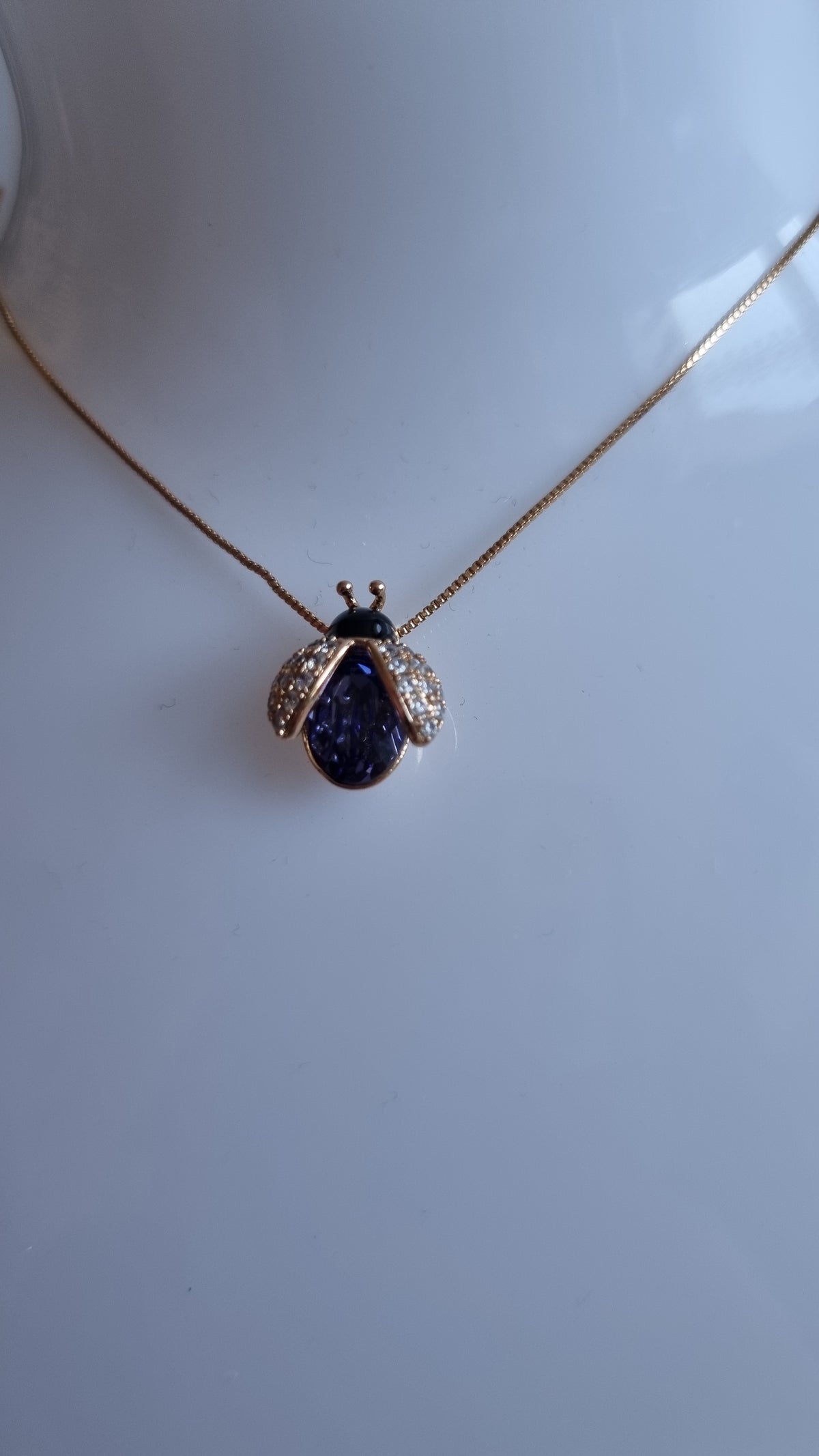 18kr.gold plated necklace with sw.crystal  purple butterfly