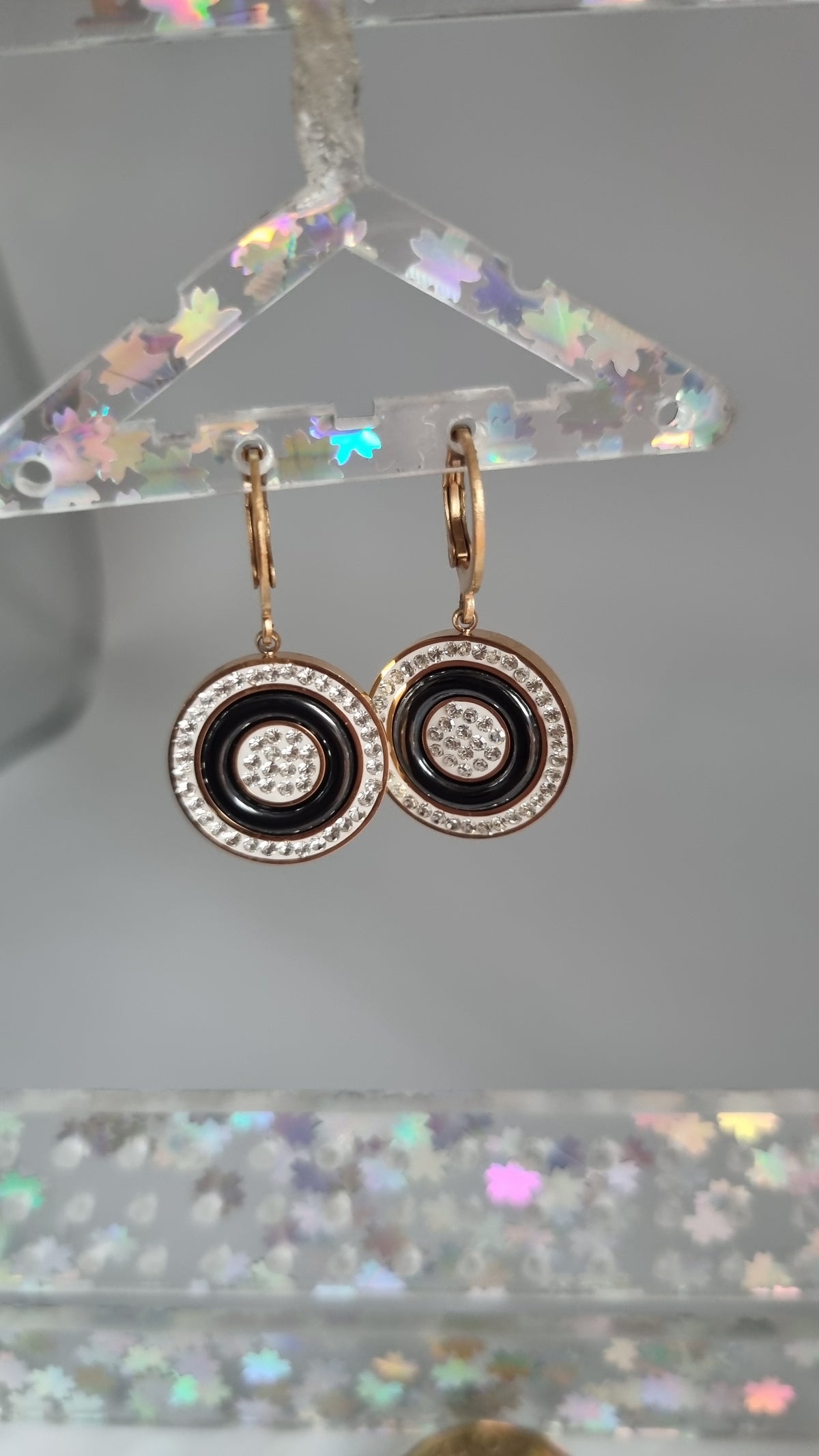 Stainless steel rose gold plated earrings with sw.crystal